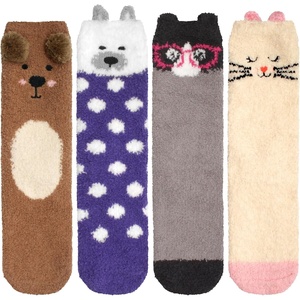 image:imageBambooMN Super Soft Warm Cute Furry Animal NonSlip Fuzzy Cozy Fluffly Crew Winter Home Socks Value PackAssortment C