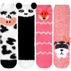 image:imageBambooMN Super Soft Warm Cute Furry Animal NonSlip Fuzzy Cozy Fluffly Crew Winter Home Socks Value PackAssortment D
