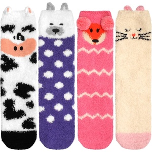 image:imageBambooMN Super Soft Warm Cute Furry Animal NonSlip Fuzzy Cozy Fluffly Crew Winter Home Socks Value PackAssortment E
