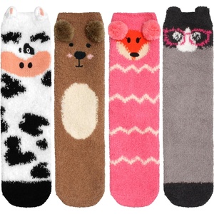 image:imageBambooMN Super Soft Warm Cute Furry Animal NonSlip Fuzzy Cozy Fluffly Crew Winter Home Socks Value PackAssortment a