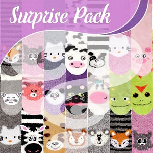 image:imageBambooMN Super Soft Warm Cute Furry Animal NonSlip Fuzzy Cozy Fluffly Crew Winter Home Socks Value PackVariety Pack