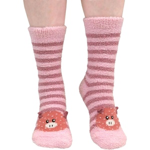 image:imageBambooMN Super Soft Warm Cute Womens Animal NonSlip Fuzzy Fluffy Crew Winter Home Socks01 Stripe Pig