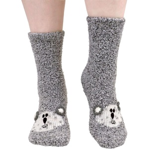 image:imageBambooMN Super Soft Warm Cute Womens Animal NonSlip Fuzzy Fluffy Crew Winter Home Socks04 Grey Bear