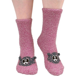 image:imageBambooMN Super Soft Warm Cute Womens Animal NonSlip Fuzzy Fluffy Crew Winter Home Socks08 Pink Racoon