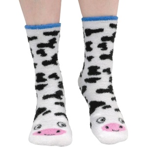 image:imageBambooMN Super Soft Warm Cute Womens Animal NonSlip Fuzzy Fluffy Crew Winter Home Socks10 White Cow