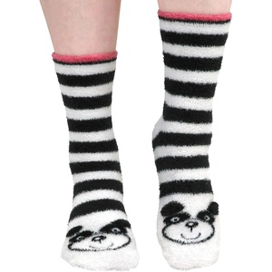 image:imageBambooMN Super Soft Warm Cute Womens Animal NonSlip Fuzzy Fluffy Crew Winter Home Socks13 Stripe Bear