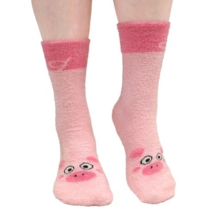 image:imageBambooMN Super Soft Warm Cute Womens Animal NonSlip Fuzzy Fluffy Crew Winter Home Socks15 Pig