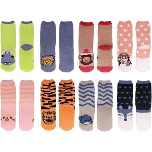 image:imageBambooMN Super Soft Warm Microfiber Fun Fuzzy Cozy Home Socks  8 Pair Value PackAnimal Asst 8b
