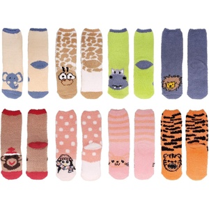 image:imageBambooMN Super Soft Warm Microfiber Fun Fuzzy Cozy Home Socks  8 Pair Value PackAnimal Asst 8c
