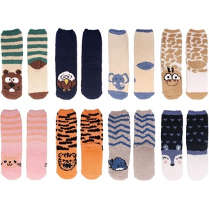 image:imageBambooMN Super Soft Warm Microfiber Fun Fuzzy Cozy Home Socks  8 Pair Value PackAnimal Asst 8d
