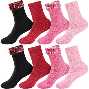 image:imageBambooMN Super Soft Warm Microfiber Fun Fuzzy Cozy Home Socks  8 Pair Value PackAssortment D