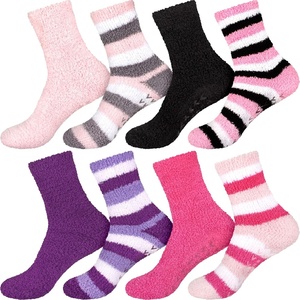 image:imageBambooMN Super Soft Warm Microfiber Fun Fuzzy Cozy Home Socks  8 Pair Value PackAssortment I