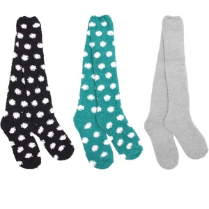 image:imageBambooMN Super Soft Warm Microfiber Fuzzy Knee High Polka Dots Socks  3 Pair6 Pair  Value PackAssortment 01