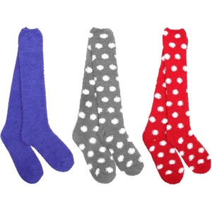image:imageBambooMN Super Soft Warm Microfiber Fuzzy Knee High Polka Dots Socks  3 Pair6 Pair  Value PackAssortment 02