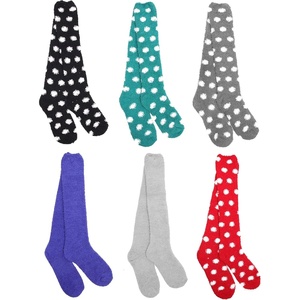image:imageBambooMN Super Soft Warm Microfiber Fuzzy Knee High Polka Dots Socks  3 Pair6 Pair  Value PackAssortment 99