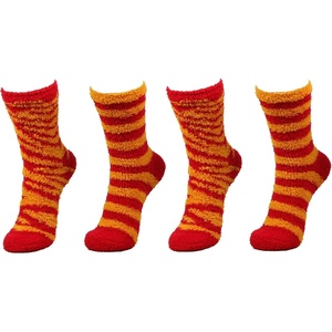 image:imageBambooMN Super Soft Warm Microfiber Fuzzy Team Spirit Socks 4 PairsRedYellow