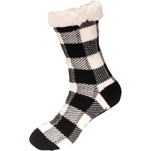 image:imageBambooMN Womens Classic Thick Winter Fleeced Thermal Cabin Crew Slipper Socks 1 Pair02 Black White