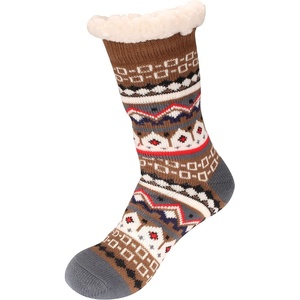 image:imageBambooMN Womens Classic Thick Winter Fleeced Thermal Cabin Crew Slipper Socks 1 Pair03 Brown