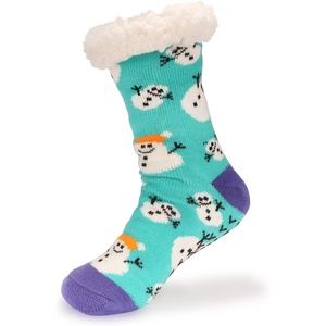 image:imageBambooMN Womens Classic Thick Winter Fleeced Thermal Cabin Crew Slipper Socks 1 Pair05 Snowman
