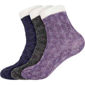image:imageBambooMN Womens Double Layer Thick Cabin Winter Socks  3 PairsAsst H