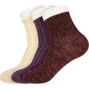image:imageBambooMN Womens Double Layer Thick Cabin Winter Socks  3 PairsAsst J
