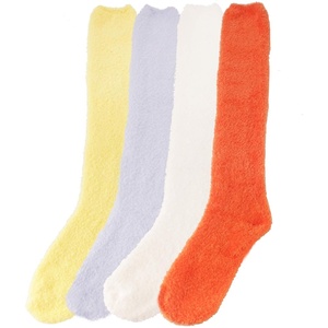 image:imageBambooMN Womens Fuzzy Knee High Socks  Polka Dots and Solid Colors  2 Sizes  1 Pair PackAssortment C