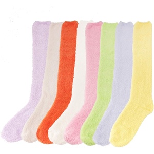 image:imageBambooMN Womens Fuzzy Knee High Socks  Polka Dots and Solid Colors  2 Sizes  1 Pair PackAssortment E