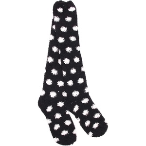 image:imageBambooMN Womens Fuzzy Knee High Socks  Polka Dots and Solid Colors  2 Sizes  1 Pair PackBlack