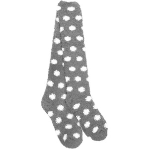 image:imageBambooMN Womens Fuzzy Knee High Socks  Polka Dots and Solid Colors  2 Sizes  1 Pair PackDark Grey