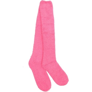 image:imageBambooMN Womens Fuzzy Knee High Socks  Polka Dots and Solid Colors  2 Sizes  1 Pair PackPink