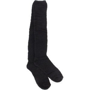 image:imageBambooMN Womens Fuzzy Knee High Socks  Polka Dots and Solid Colors  2 Sizes  1 Pair PackSolid Black