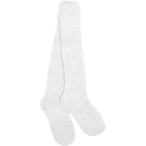 image:imageBambooMN Womens Fuzzy Knee High Socks  Polka Dots and Solid Colors  2 Sizes  1 Pair PackWhite