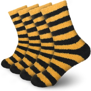 image:imageBambooMN Womens Fuzzy Team Spirit Socks  Super Soft Microfiber Game Day Sports Socks  4 PairsBlack  Yellow