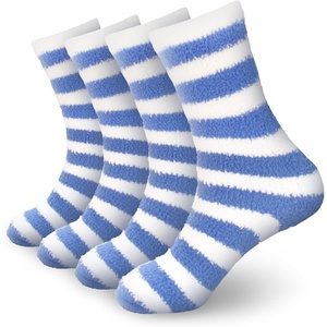 image:imageBambooMN Womens Fuzzy Team Spirit Socks  Super Soft Microfiber Game Day Sports Socks  4 PairsBlue  White