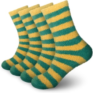 image:imageBambooMN Womens Fuzzy Team Spirit Socks  Super Soft Microfiber Game Day Sports Socks  4 PairsGreen  Gold