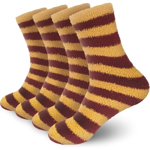 image:imageBambooMN Womens Fuzzy Team Spirit Socks  Super Soft Microfiber Game Day Sports Socks  4 PairsMaroon  Gold