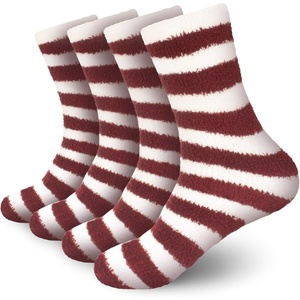 image:imageBambooMN Womens Fuzzy Team Spirit Socks  Super Soft Microfiber Game Day Sports Socks  4 PairsMaroon  White