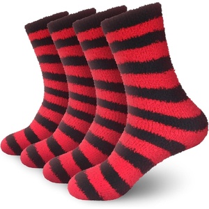 image:imageBambooMN Womens Fuzzy Team Spirit Socks  Super Soft Microfiber Game Day Sports Socks  4 PairsRed  Black