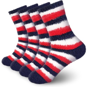 image:imageBambooMN Womens Fuzzy Team Spirit Socks  Super Soft Microfiber Game Day Sports Socks  4 PairsRed  White  Blue
