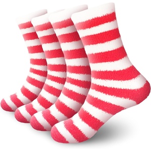 image:imageBambooMN Womens Fuzzy Team Spirit Socks  Super Soft Microfiber Game Day Sports Socks  4 PairsRed  White