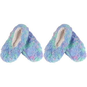 image:imageBambooMN Womens Heart amp Stripe Patterned NonSlip Lined Travel Home Slippers  2 Pairs07 Caribbean Waves