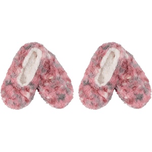 image:imageBambooMN Womens Heart amp Stripe Patterned NonSlip Lined Travel Home Slippers  2 Pairs10 Cherry Mix  2 Prs