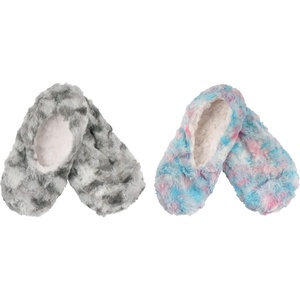 image:imageBambooMN Womens Heart amp Stripe Patterned NonSlip Lined Travel Home Slippers  2 PairsMulti H