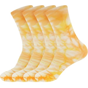 image:imageBambooMN Womens Rayon from Bamboo Fiber Socks  Moisture Wicking Classic Casual Dress SocksTie Dye Yellow Orange