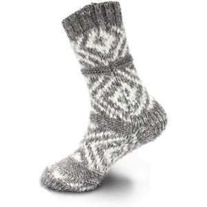 image:imageBambooMN Womens Slipper Socks  Thick Vintage Sweater Patterned Cabin Crew SocksGrey