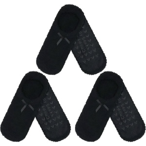 image:imageBambooMN Womens Soft Fuzzy Cozy Footies Travel Home NonSlipBlack 3 Pairs