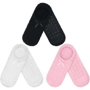 image:imageBambooMN Womens Soft Fuzzy Cozy Footies Travel Home NonSlipPink  Black   White 3 Pairs