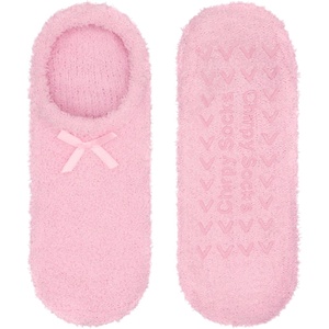 image:imageBambooMN Womens Soft Fuzzy Cozy Footies Travel Home NonSlipPink 1 Pair