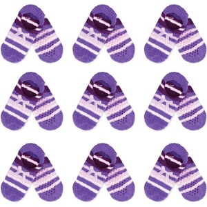 image:imageBambooMN Womens Soft Fuzzy Cozy Footies Travel Home NonSlipPurple Stripe 9 Pairs
