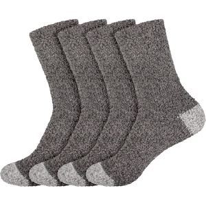image:imageBambooMN Womens Soft Fuzzy Warm Cozy Striped Solid Socks  4 Pair Value PacksSolid Black Grey